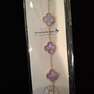 Gold and Purple Clover Bracelet
